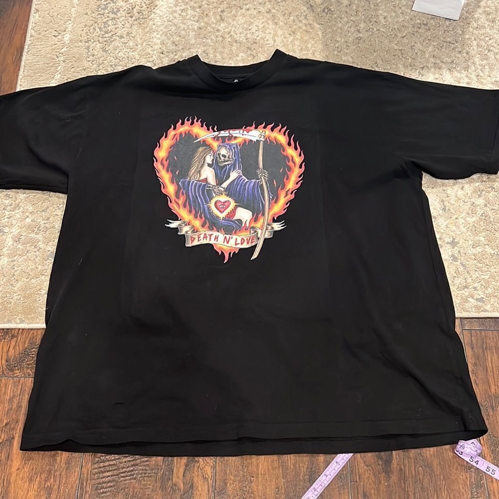 MBM Clothing Death n’ Love Tshirt size 2XL black made in USA in EUC skeleton